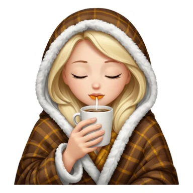 girl inside a blanket sipping coffee eyes closed sticker