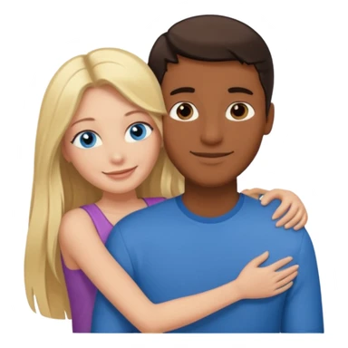 blonde hair blue eyes woman embracing a taller man who has brown skin and dark hair more like the first one make the man taller and the woman have long hair and both smiling sticker