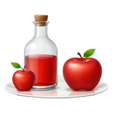emoji de una manzana, botella, plato (uno al lado del otro) sticker