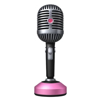 black stage microphone with pink strip on bottom sticker