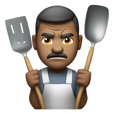 angry person throwing kitchen utensils in anger sticker