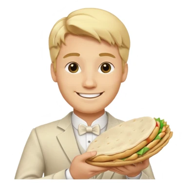 The blond groom emoji combined with tthe pita emoji sticker