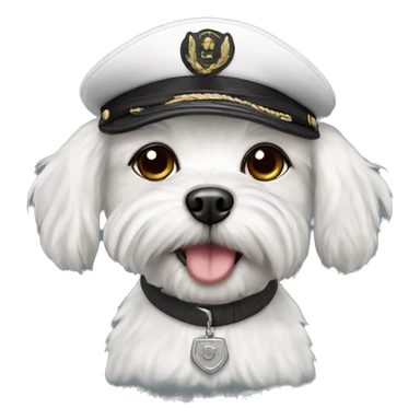 Maltese dog in a pilot cap sticker