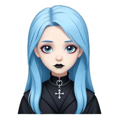 pale blue haired goth baddie, pretty, long hair sticker