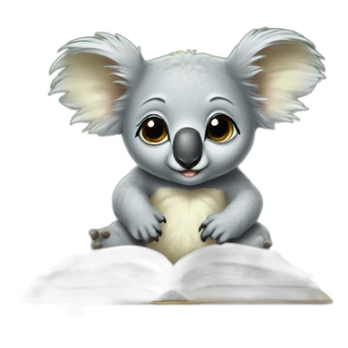 cuty koala similar to baby yoda with studying sticker