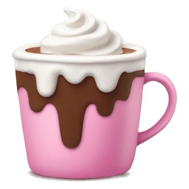 Hot chocolate with whipped cream in a pink mug  sticker