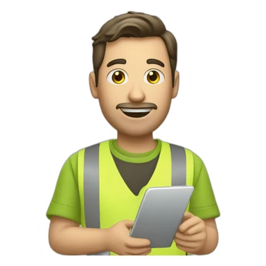 a a man with a cellphone registering a item sticker