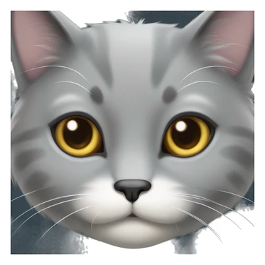 fluffy gray cat with white spot on nose sticker