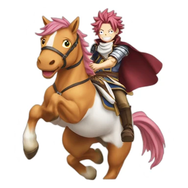 natsu from fairy tail anime riding a horse sticker