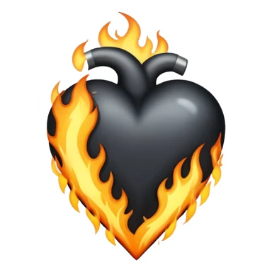 Black heart with white flames sticker