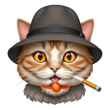 Smirking cat with cigarette and hat sticker
