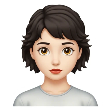 matt girl with super short mullet wavy dark hair sticker