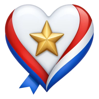 Patriotic heart white ribbon and gold stars sticker