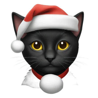 black cat with a santa hat sticker