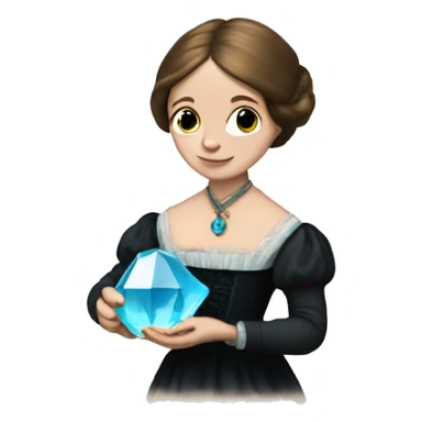 Charlotte Bronte holding a gem in her hand sticker