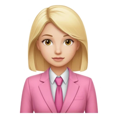Blonde lady with a pink suit working sticker