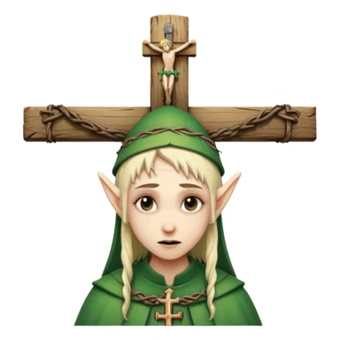 Elf getting crucified on cross sticker