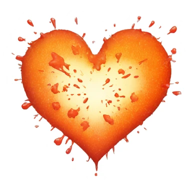 splattered heart glowing red-orange warmth sticker
