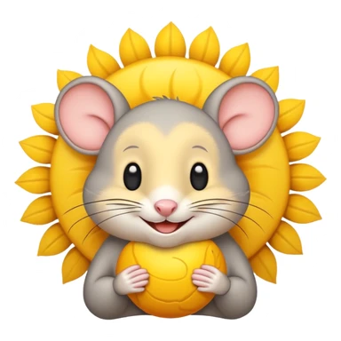 A gray mouse inside of a sun ☀️ 🐭 sticker