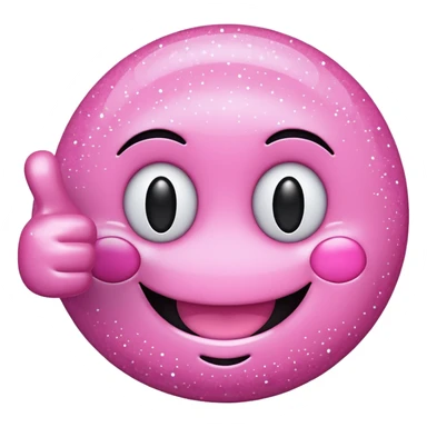 pink glittery smiley face giving two thumbs up, cute and shiny sticker