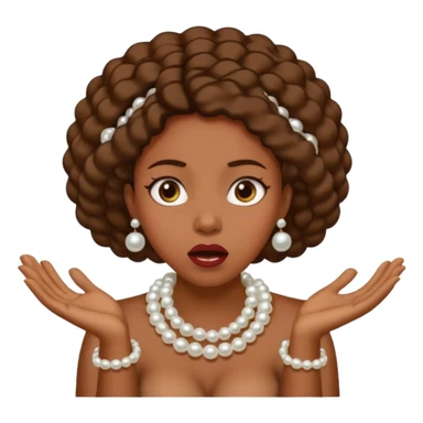 Black woman clutching pearls on neck with hands and looking shocked  sticker