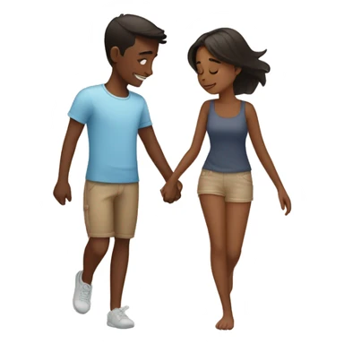 Brown skin boy and girl best friends air hugging from far away sticker