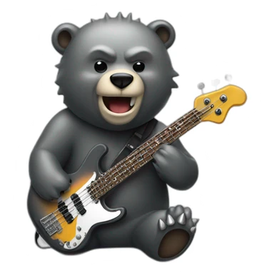 metal head bear playing bass on a shark sticker