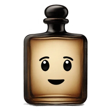 English vintage glass perfume bottle, old and shabby, stylish and minimalistic, black and brown sticker