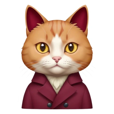  cat gazing intensely Burgundy sticker