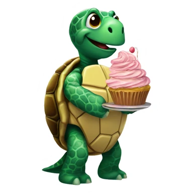Draw a turtle eating cupcake sticker