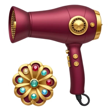 burgundy blow dryer covered in jewelry sticker