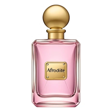 rectangle perfume light pink liquid gold cylinder cap written AFRODITE b sticker