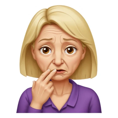 create a woman that is holding her neck because she is smelling something bad sticker