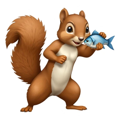 squirrel punching with a fish sticker