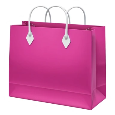 Fuchsia pink paper bag with white handles, repeating 'DRUNI' pattern in light pink and a vertical white 'DRUNI' in the center, iOS emoji style, shiny and realistic. sticker