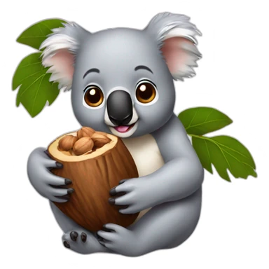 Koala eating a walnut sticker