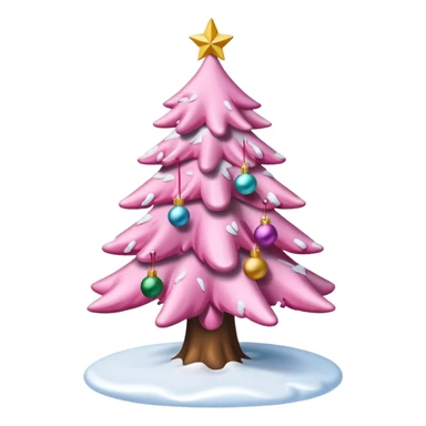 Pink Christmas tree with snow on it sticker