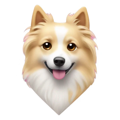 White and blonde spots spitz in a pink heart sticker