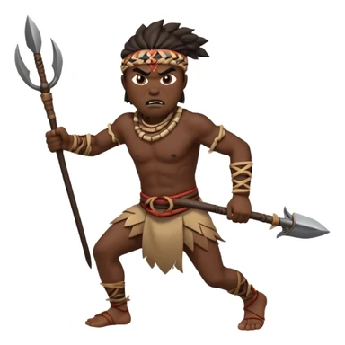 an angry tribal man holding a spear and running left sticker