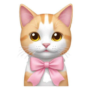Peach and white cat wearing a pink bow sticker