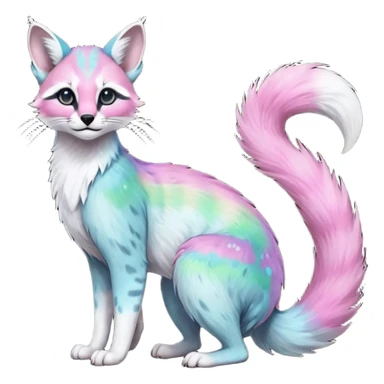 Colorful nebulae nebula starry galactical shiny tropical pale light fruity pastel white glorious iridescent divine exotic cute beautiful realistic antasy-caracal-civet-genet-sergal-vernid-Cacomistle-Trico-oncilla-animal-Fakémon-hybrid-fursona (full body) sticker
