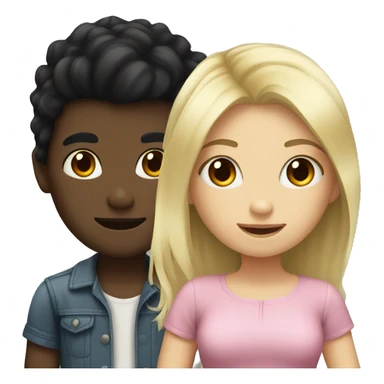 black hair boy and blonde hair girl sticker