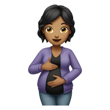 Pregnant women with black hair doing a peace sign  sticker