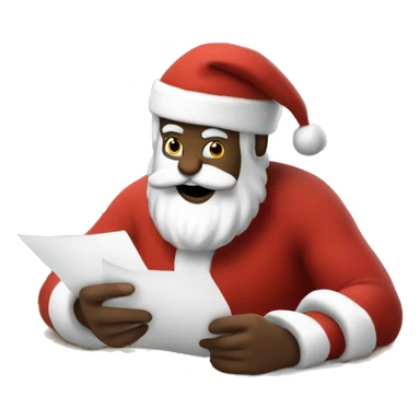 Santa is sitting on a desk, writing something down on a sheet of paper, solving complicated math puzzles  sticker