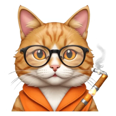 Cat with glasses and smoking sticker
