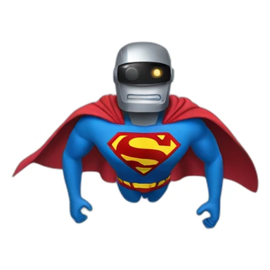 robot flying disguised as superman sticker