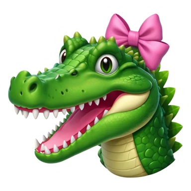 Crocodilo com um laço rosa na cabeça  sticker