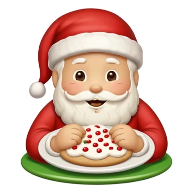 “A cute Christmas-themed Santa cookie, decorated with red and white icing, smiling face, sitting on a small plate, cartoon-style, vibrant colors, festive and cozy mood” sticker