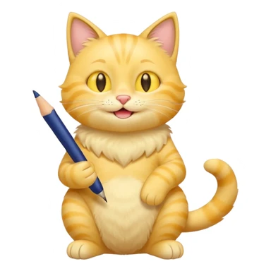 cute yellow smiling cat with full body with note and pen and no clothes sticker