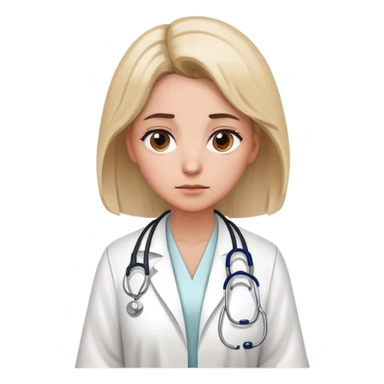 create a female doctor wearing a white rope with a Stethoscope on her neck. her face is slightly sad sticker